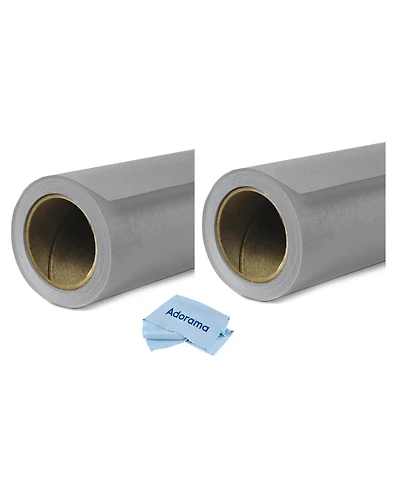 Savage 2 Pack Widetone Seamless Background Paper, 86" wide x 36' Fashion Gray, #56 - With Microfiber Cleaning Cloth