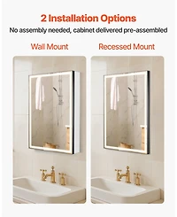 Slickblue Recessed Lighted Cabinet with Dual Mirrors for Bathroom Storage