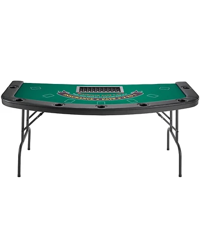 Slickblue Semi Oval Folding Poker Table for 7 Players Casino Texas Holdem Game Table
