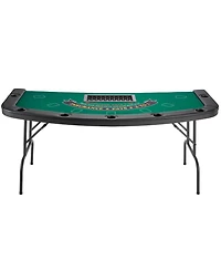 Slickblue Semi Oval Folding Poker Table for 7 Players Casino Texas Holdem Game Table
