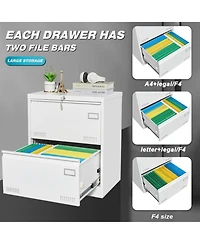 Filing Cabinet Lateral File Cabinet 2 Drawer with Lock Metal File Cabinets Three Drawer Office Cabinet for Legal/Letter/A4/F4