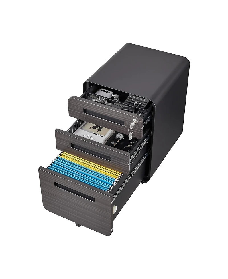3 Drawer Mobile File Cabinet Under Desk Office Versatile Storage for Legal/Letter/A4 Files, 5 Wheel Design Anti-Tilting