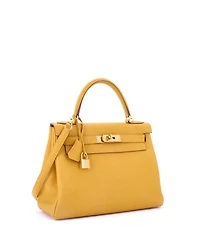 Pre-Owned Hermes Kelly 28 Handbag Yellow Togo with Gold Hardware