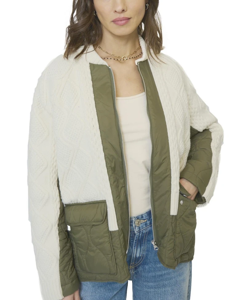 Central Park West Women's Billie Cable And Quilted Coat