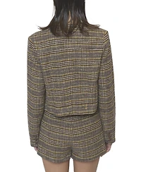 Central Park West Women's Billie Plaid Jewel Neck Jacket