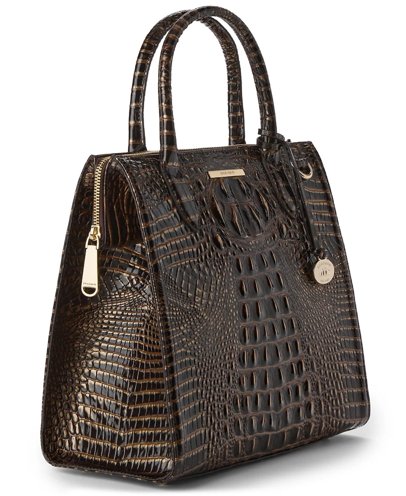Brahmin Caroline Melbourne Embossed Leather Satchel Bag