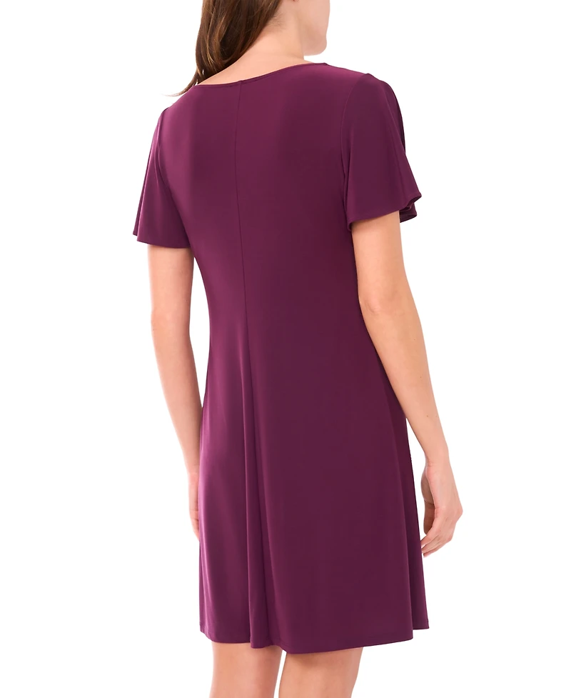 Msk Women's Split Sleeve and Floral Faraj Motif Dress