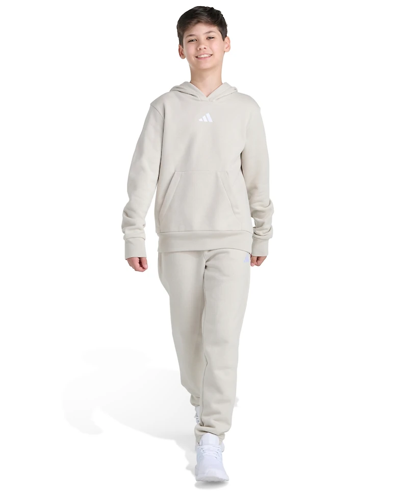 Adidas Big Boys Essential Small Logo 2-Piece Fleece Hoodie and Joggers Set
