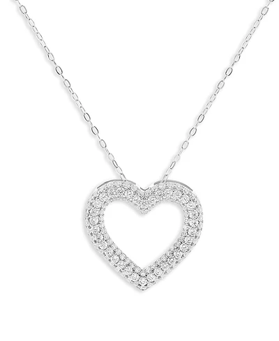 Holiday Lane Sterling Silver Pave Heart Pendant Necklace, Macy's Exclusive