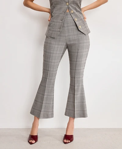 Good American Women's Plaid Pull On Kick Flare Pants