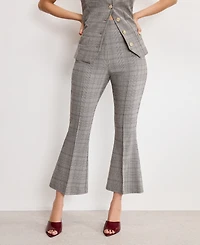 Good American Women's Plaid Pull On Kick Flare Pants