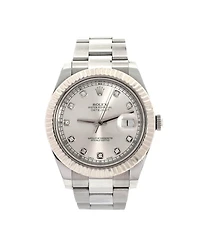 Pre-Owned Rolex Oyster Perpetual Datejust Ii Automatic Watch in Stainless Steel and White Gold with Diamond Markers 41mm