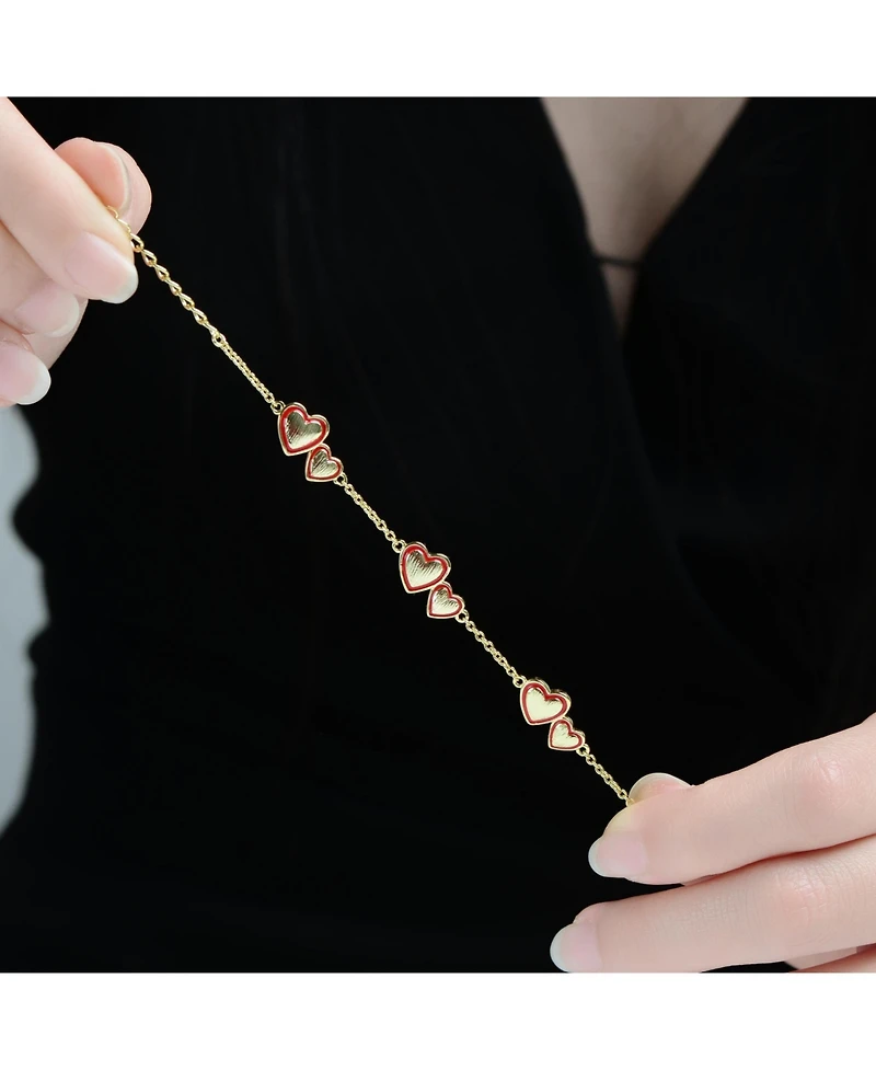GiGiGirl 14K Gold Plated with Red Enamel Heart Bracelet