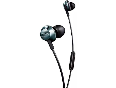 Philips Audio PRO6305BK/00 in-Ear Headset (Ergonomic Design, Built-in Microphone, High-Res Audio, Noise Isolating, 3 Sizes of Ear Caps) Black/Silver