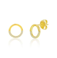Simona Sterling Silver, Polished & Cz Circle Necklace Earrings Set