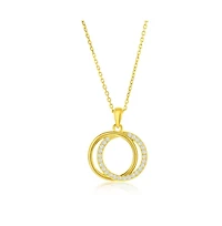 Simona Sterling Silver, Interlocking Circle Cz Necklace & Earrings Set