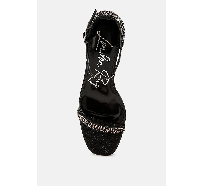 Ronan Rhinestones Embellished Block Sandals Women