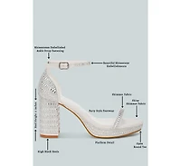 Ronan Rhinestones Embellished Block Sandals Women