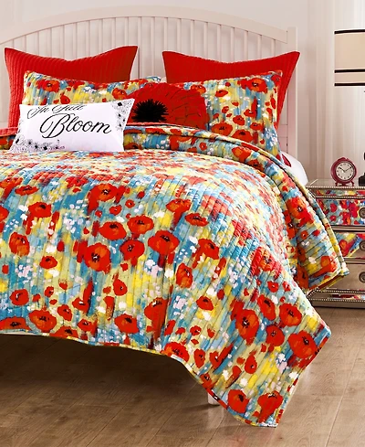 Greenland Home Fashions Poppies Modern Floral -Pc. Quilt Set