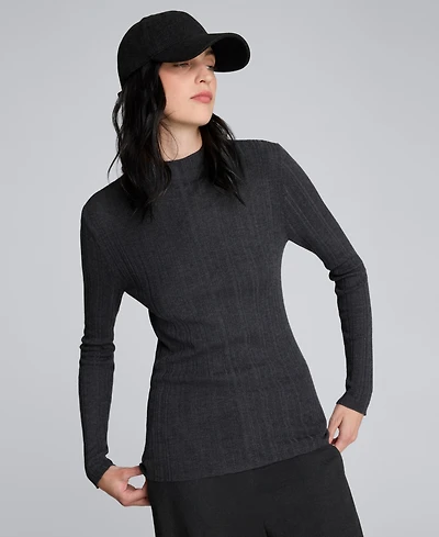 Kenneth Cole Women's Variegated Rib Mock Neck Top