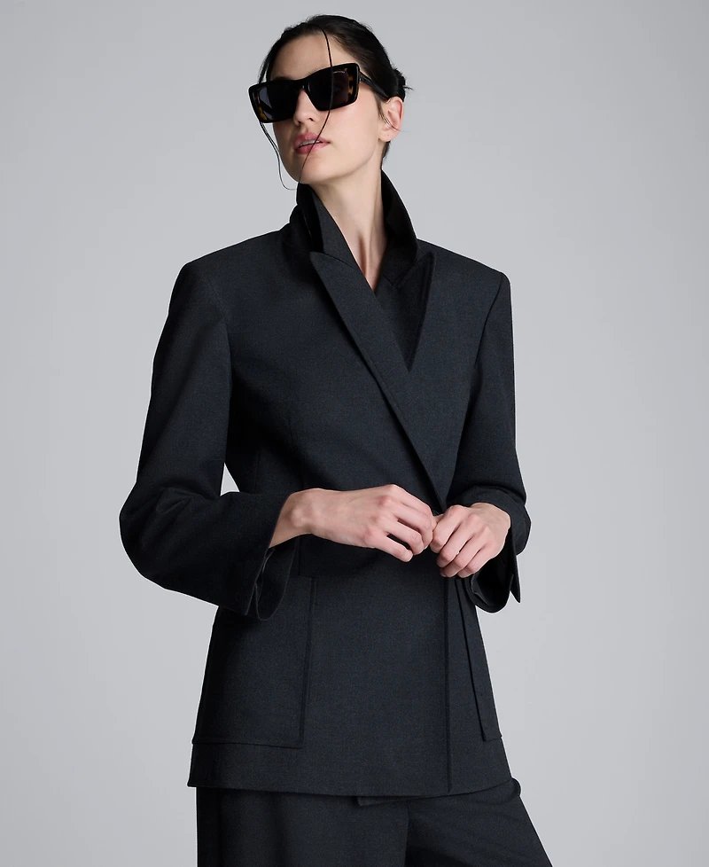 Kenneth Cole Women's Heathered Long Sleeve Blazer