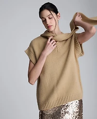 Kenneth Cole Women's Sleeveless Detachable Scarf Sweater