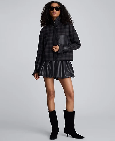 Kenneth Cole Women's Plaid Pattern Cropped Jacket