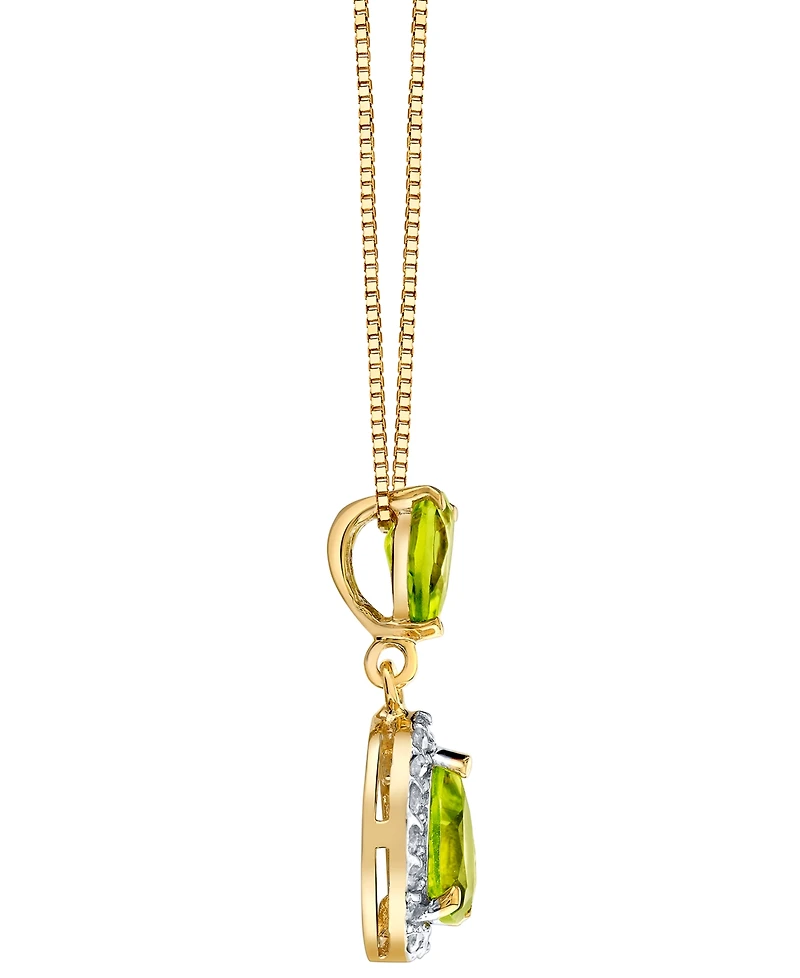 Macy's Peridot (1-1/4 ct. t.w.) & Diamond (1/6 ct. t.w.) Pear-Shaped 18" Pendant Necklace in 14k Yellow Gold