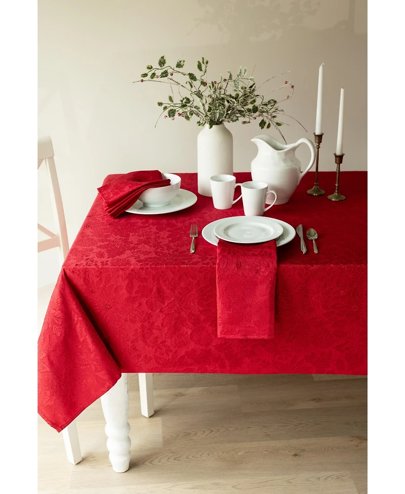 Benson Mills Poinsettia Foliage 60" x 84" Raised Jacquard Tablecloth