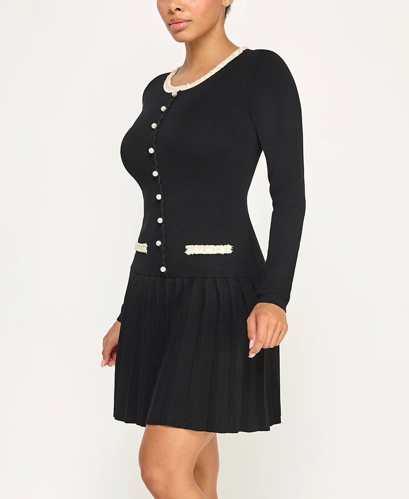 Invitee Juniors' Long Sleeve Crew Neck Sweater Dress