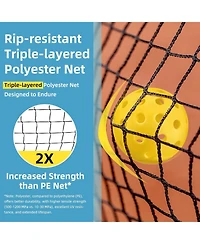 Bearwill Regulation 22FT Pickleball Net Set, Portable Outdoor Net System with Metal Frame & Court Lines - Includes 4 Balls, Holder, Carry Bag