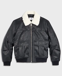 Mode of One Men's Relaxed-Fit Faux-Sherpa-Collar Faux-Leather Bomber Jacket, Macy's Exclusive