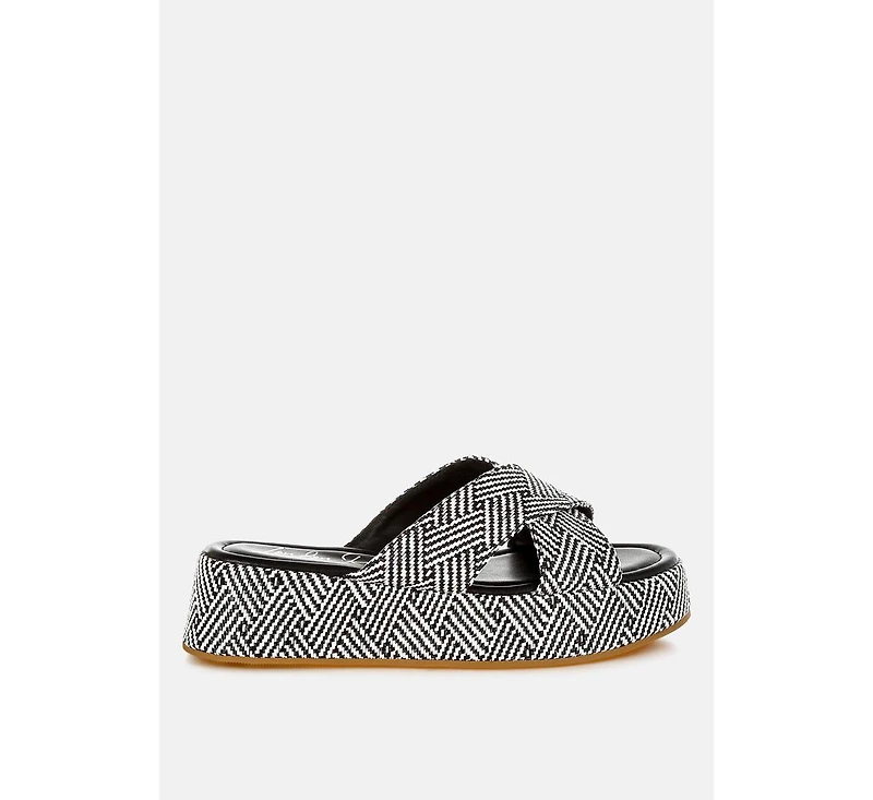 Modura Raffia Flatform Slip Ons Women