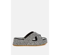 Modura Raffia Flatform Slip Ons Women