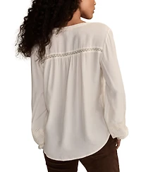 Lucky Brand Women's Embroidered Peasant Long Sleeve Top
