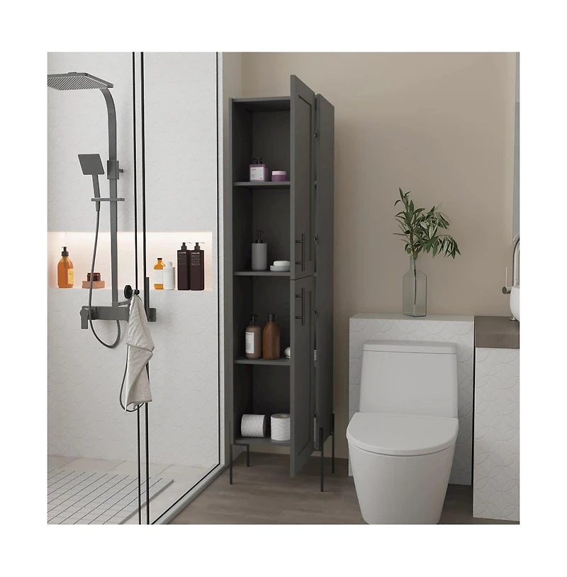 We Have Furniture Linen Cabinet Hopewell, Bathroom, Matt Gray