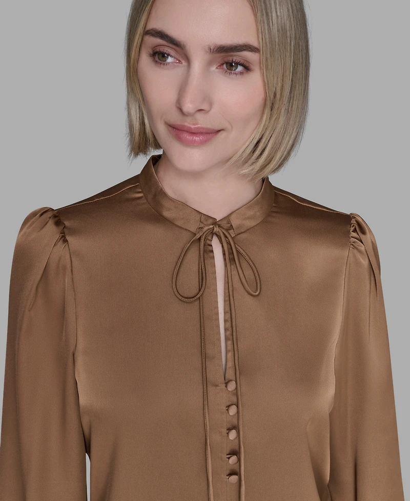 Karl Lagerfeld Paris Women's Tie Neck Top