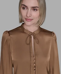 Karl Lagerfeld Paris Women's Tie Neck Top
