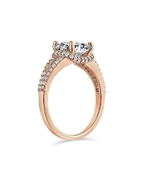 Bling Jewelry Classic 3CTW Cz Cubic Zirconia Halo Solitaire Cushion Cut Promise Ring Pave Split Shank Band Rose Gold Sterling Silver