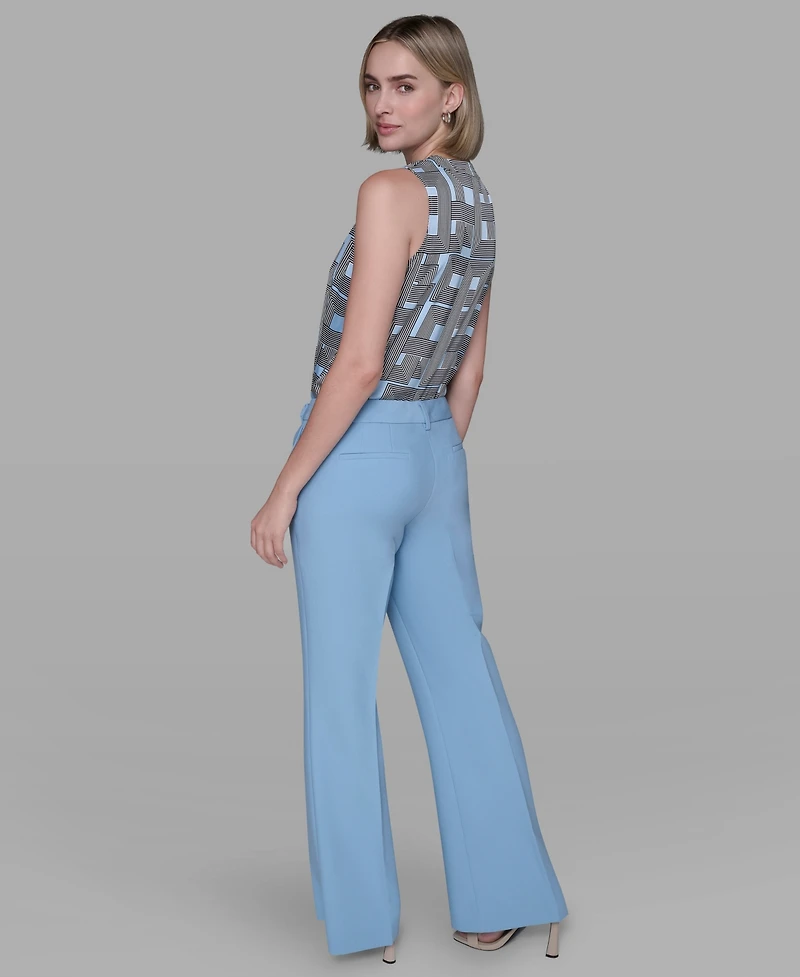 Karl Lagerfeld Paris Women's Mid-Rise Flared Pants