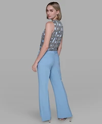 Karl Lagerfeld Paris Women's Mid-Rise Flared Pants