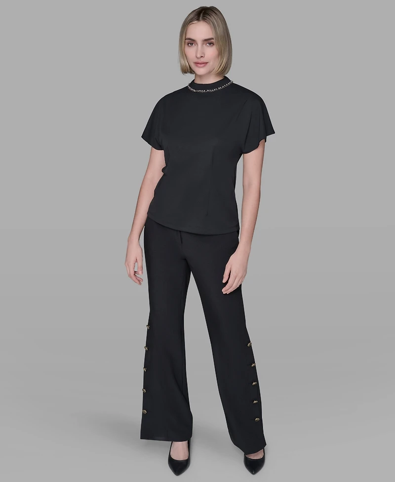Karl Lagerfeld Paris Women's Mock Neck Top