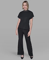 Karl Lagerfeld Paris Women's Mock Neck Top