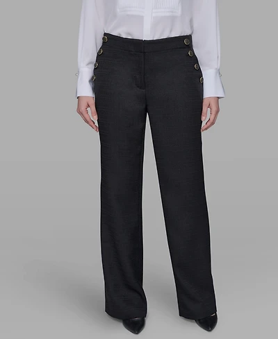 Karl Lagerfeld Paris Women's Mid-Rise Flared Pants