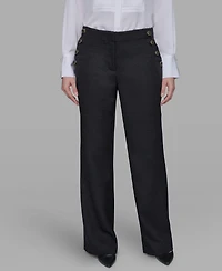 Karl Lagerfeld Paris Women's Mid-Rise Flared Pants