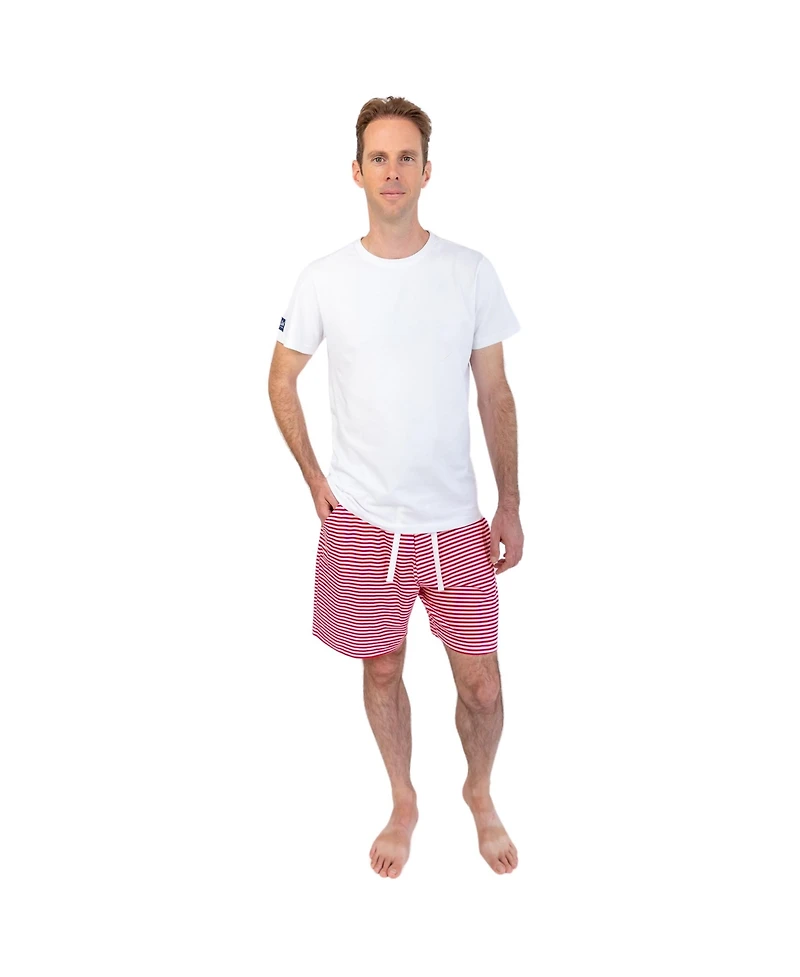 Sant and Abel Men's Red Stripe Jersey Sleep Shorts