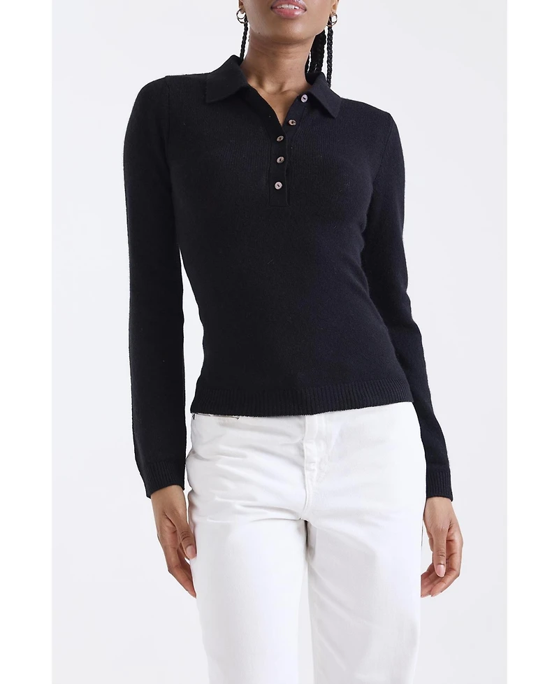 1982 Women's Amaya Cashmere Button Detail Polo Top