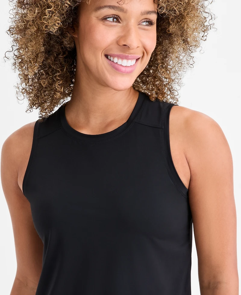 Id Ideology Women's Crewneck Back-Slit Knit Tank Top, Macy's Exclusive