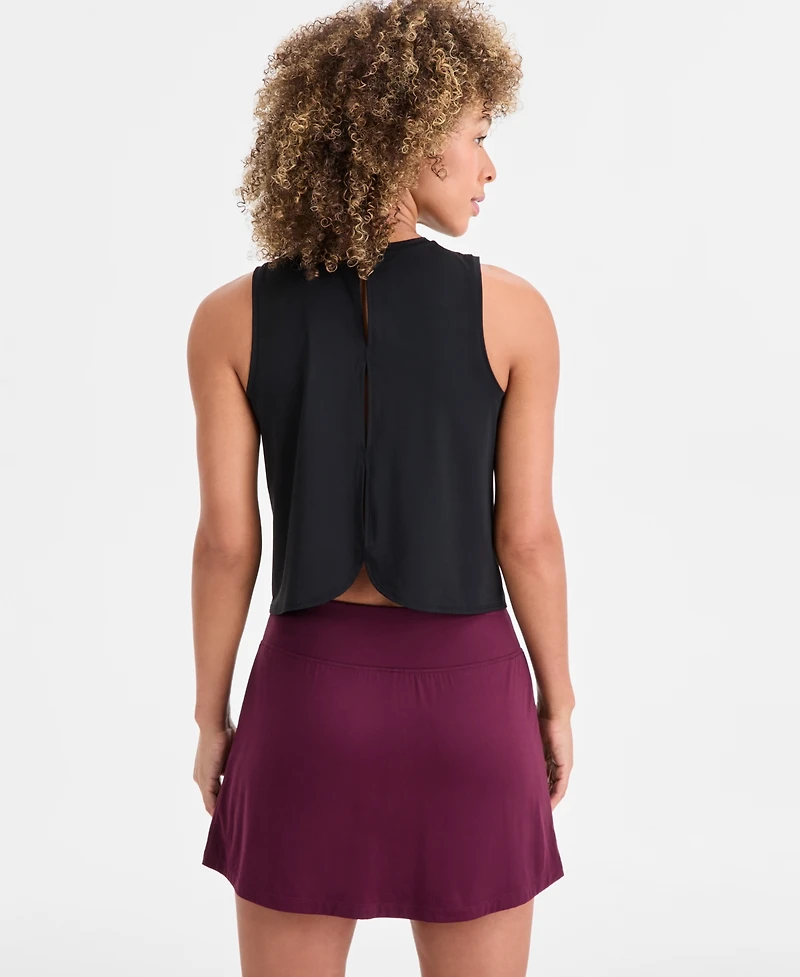 Id Ideology Women's Crewneck Back-Slit Knit Tank Top, Macy's Exclusive