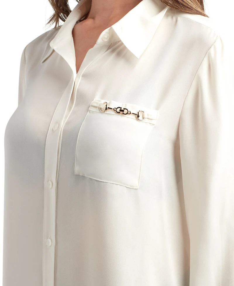 Bcx Juniors' Solid Dobby Long Sleeve Shirt